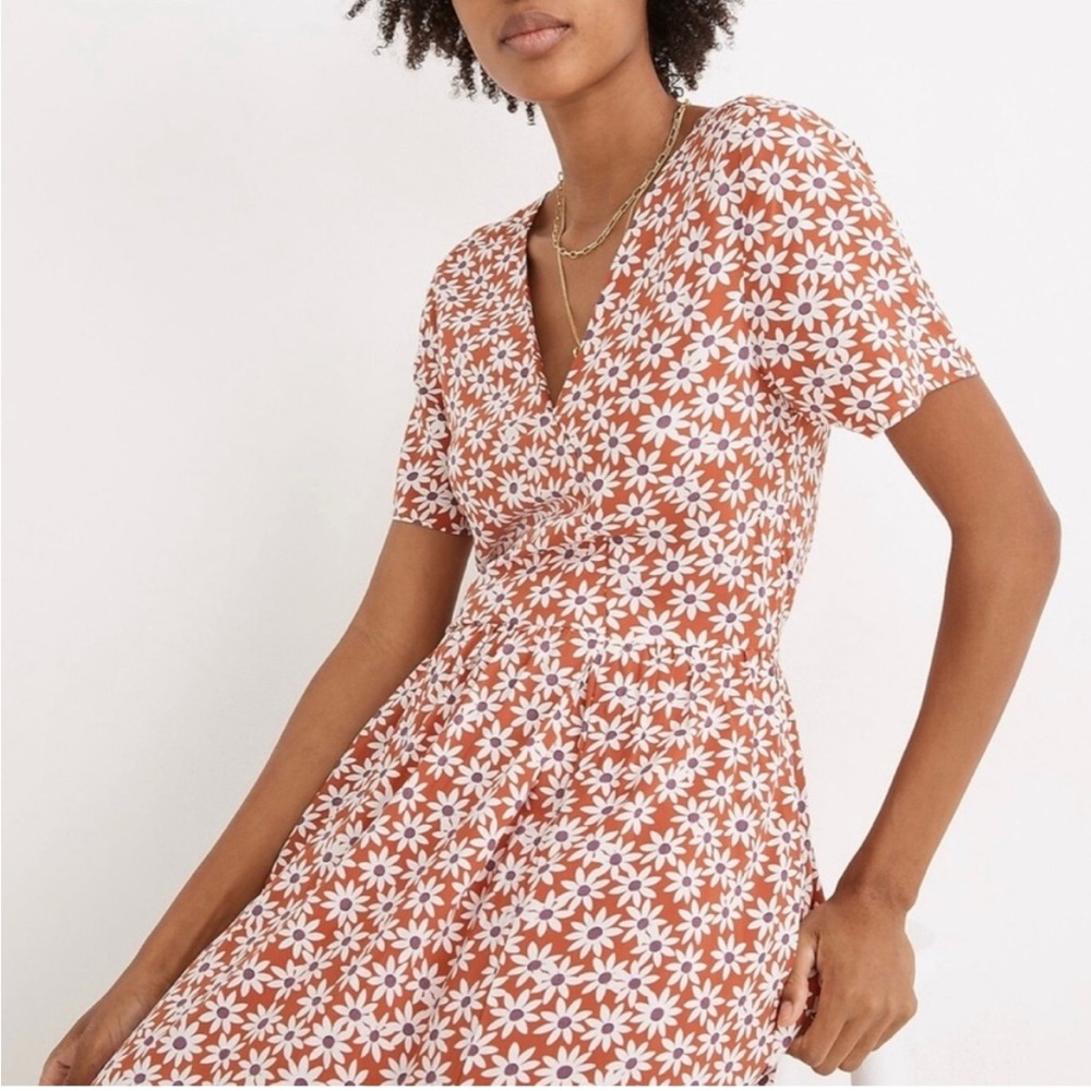 Madewell Orange and White Floral Midi Dress